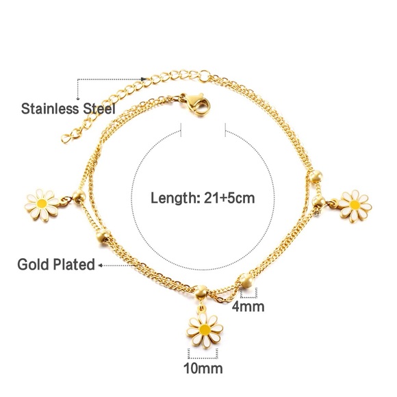 Daisy Stainless Steel Anklet - Picture 4 of 5